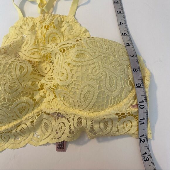 PINK Victorias Secret sexy Lace High Neck yellow padded push up bralette bra M - Picture 6 of 13